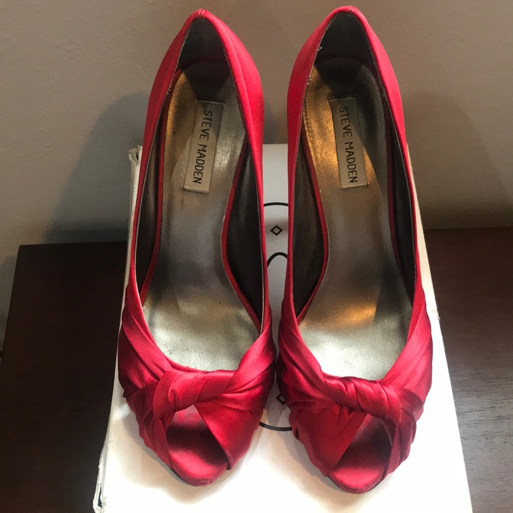 Steve Madden Red Satin Heels